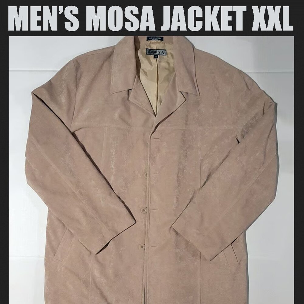 MOSA mens XXL jacket soft material casual or evening wear tan beige color nice
